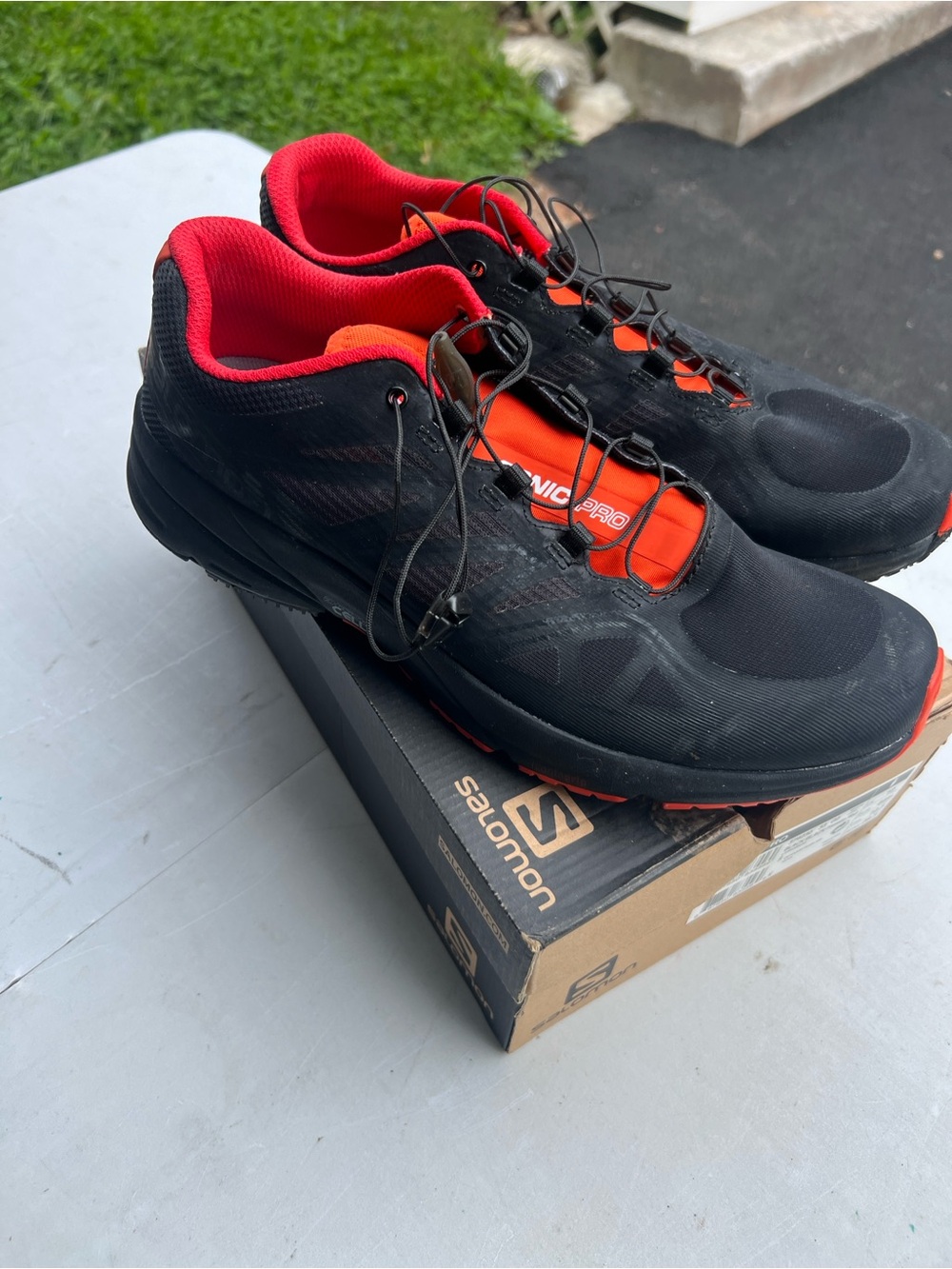 Salomon Black and Red Men's Trail Sneakers